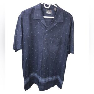 GREG NORMAN COLLECTION SZE LARGE SHORT SLEEVE NAVY BLUE BUTTON UP SHIRT W/POCKET
